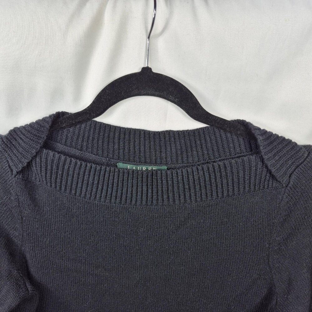 Lauren Ralph Lauren Womens Sweater Size S Black Boat Neck Knit Top Old Money - Picture 4 of 7